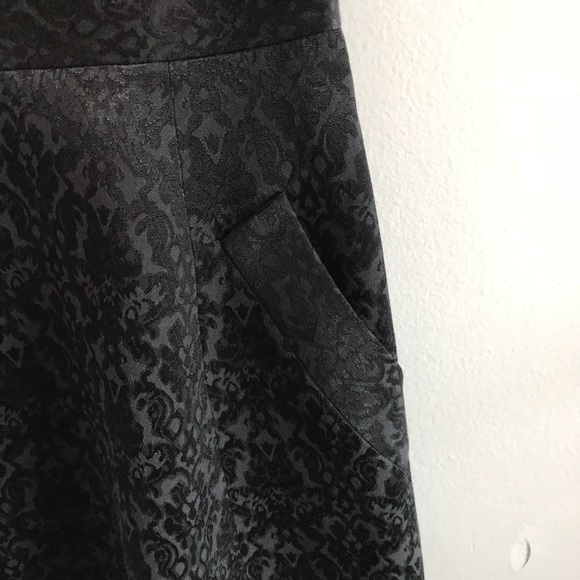 Zara Solid Damask Fit and Flare Dress in Black • S - Picture 5 of 6